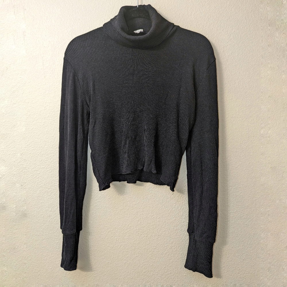 Wilfred Free Cropped Black Turtleneck Sweater